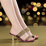 The Summer Of 2025, The New Water-Drilled Cool Slippers Women's High-Heeled Shoes Temperament Diamond Slippers Fashion Flip-Flops High Quality Shoes