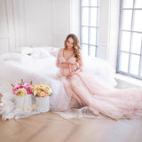 Mesh Pregnant Women Take Pictures Of The Long Dress Medium Long Draw And Drag Skirt 1204 Maternity