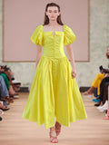 Red Dress 2025 Summer Banquet Sexy Out-Shoulder Bubble Sleeve Short-Sleeved Waist Dress Dress