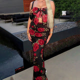 Fashion Mesh Printing Bra Skirt Suit For Women In 2025 Summer New Bodywear DJPT