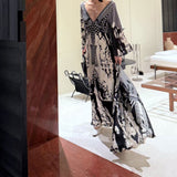 New Elegant V-Neck Print Blouse Dress