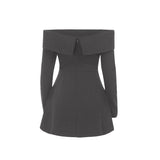 Sexy Wind Shoulder A Swing Dress Woman Autumn New Temperament Elegant Body Ass Skirt DJPT