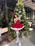 Gown Spaghetti Straps Red Christmas Dress Birthday Dresses Birthday Outfits SD1125