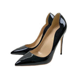 New Black Patent Leather High Heels 12CM Pointed Thin-Heeled Women's Shoes High Quality Shoes