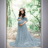 Women's Lace Pregnant Women Tail Short-Sleeved Dress Photography Flying Sleeve Dress 8919 (Special Price) Maternity