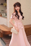 Design Pink Small Scented Slid Blouse Spring 2024 Spring High-End Temperament Folding Skirt Two-Piece