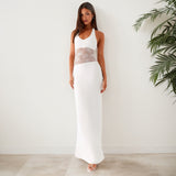 Women's Sleeveless Back U-Neck Lace Splicing Body Hanging Neck Dress DJPT