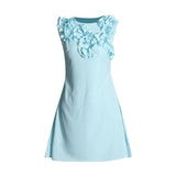 Temperament Fashion Style Dress 2025 New Design Feel Handmade Flowers Decorated Solid Color Sleeveless A Skirt