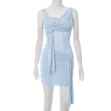 Women's Summer New Sexy Solid Color Sleeveless High-Waisted Splicing Dress Women DJPT