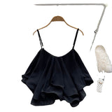 Summer Blouse Loose Lotus Side Shoulder Double Sleeveless Sleeveless Sling Sling Vest Woman DJPT