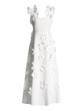 Style Dress 2025 Summer New French Three-Dimensional Flower Decoration Slings Swing Dress Women's Dress