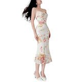 Summer 2025 New Long Dress Hanging Net Mesh Fishtail Pure Desire Dress Woman DJPT