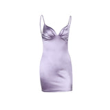 Sling Sexy V-Necked Swear Disten-Faced Dress Ins Pure Style Tight Bite Short Dress Girl DJPT