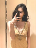 Linaza With The Heavy Industry Ordered Diamond Sling Dress 2024 Summer Delicate Famous Vest Dress