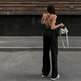 Women's Clothing 2025 Spring And Summer New Net Color Hanging Neck Strap Bare Back Short Hottie Vest DJPT