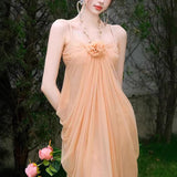 New Songchen Robe Sense Ocean Wind Color Mesh Sling Skirt