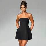 Sexy Breast-Thor-Waisted A Swing Dress Dress Woman 2025 New Temperament Dress DJPT
