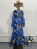 Summer Women's Fashion Fashion Printed Long Dress Elegant Dress With Long Sleeves