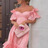 Women's Clothing In Autumn Of 2025 Sexy One-Word Shoulder Dot Dress DJPT