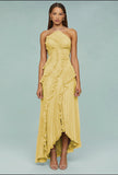 For High-End Chiffon Dress Women Lotus Edge Folding Design Thin Long Dress Fast Fashion HZ0628