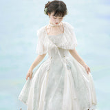 Design Qinghe Hanfu Female Chinese Style Improvement Daily Chinese Elements Two-Piece Set 8647