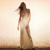 Women's Dress Drag Skirt Dew-Back Sling Skirt Body-Slit Dress