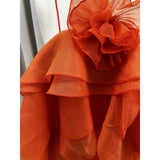 Women's Clothing Hanging Neck Sleeveless Backlace With Multi-Layer Lotus Edge Court Style Elegant Dress HZ0628