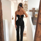 Metal Hollow Velvet Strap New Lace-Bossed Trousers DJPT