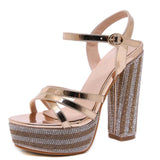 The Sky High Night Club Women's Shoes Spring New Ultra-High Heel Waterproof Champagne-Colored Lady Coarse Heel Sandals High Quality Shoes