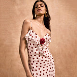 Women Decorate V-Necked Roses With Lace Dress DJPT