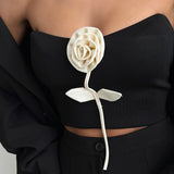 Women's Summer 2024 New Fashion Solid Color Three-Dimensional Flower With Breast-Lighting Umbility Top DJPT