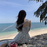 Break French Small Sling Dress Seaside Beach Dress Waist Crumb Skirt Chic Long Dress
