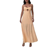 New Women's Fashion Casual Stew Hollow Bare Back Solid Color Sling Skirt