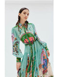 Spring And Summer Australian Niche Brand Ale Personality Print Daily Vacation Shirt Collar Single Buckle Flowing Dress