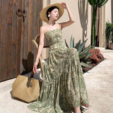 A Sense Of Seaside Vacation Wearing A Picture Of Bohemian Print Chiffon Sling Dress With A Thin Dress