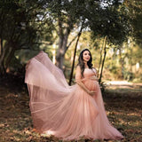 Women's Silk Cotton With Chiffon Pregnant Women Floating Tail Fluttering Sleeves Of The Dress Photo Dress 1209 Maternity