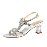 Drill Sandals Women Wear The New Leather-Embossed Flowers In The Summer Of 2024, And The Crystal High Heels Of Roman Shoes High Quality Shoes