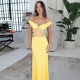 Women's Solid Color Bare Shoulder Lace Splicing A Word Dress DJPT