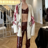 Rose Loose Knitted Woolen Cardigan Warm Coat 24 Autumn And Winter New