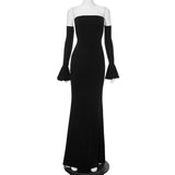 Women's Breasted Fishtail Sleeves To Repair Height Waist Dress DJPT