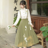 Design New Green Hanfu Women's Chinese Wind Shirt Back Skirt Two-Piece Set 8431