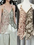 New Oceanic Impact Color Print Sling Vest Female Design Small Bohemian Blouse