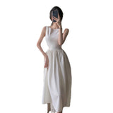 New French Tea Break Vest Dress Sexy Lumened White Splicing Sling Dress