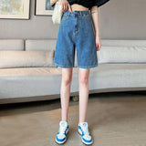 Five-Legged Trousers Wide-Legged Denim Shorts Women's Summer In Thin High-Waisted Loose 5 Percent Straight Trousers DJPT
