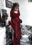 Mermaid Sweetheart Lolita Dress Christmas Dress Burgundy Birthday Dresses SD1131