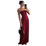 Women's Solid Color Sleeveless Bare Back Repair Folded Bra Dress DJPT