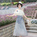 Design Wisto Yunchuan Chinese Style Improvement Han Elements Women's Blouse Half Dress Set 9204