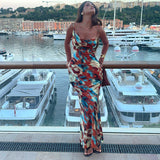 Women's Sling Color Printed Iron Buckle Detonation Folding Skirt DJPT