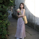 Dress Women's New Summer Beach Resort Style Loose Design Slings Long Skirt