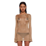 Women's Spring 2024 New Perspective Sexy Hottie Long-Sleeved Shirt Dress DJPT